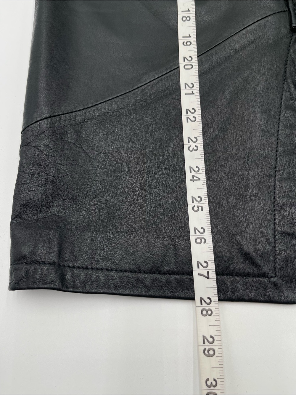 Pelle Cuir Vintage 80s Black Leather Pencil Midi Skirt High Rise Paneling Sz 12 - Picture 10 of 12